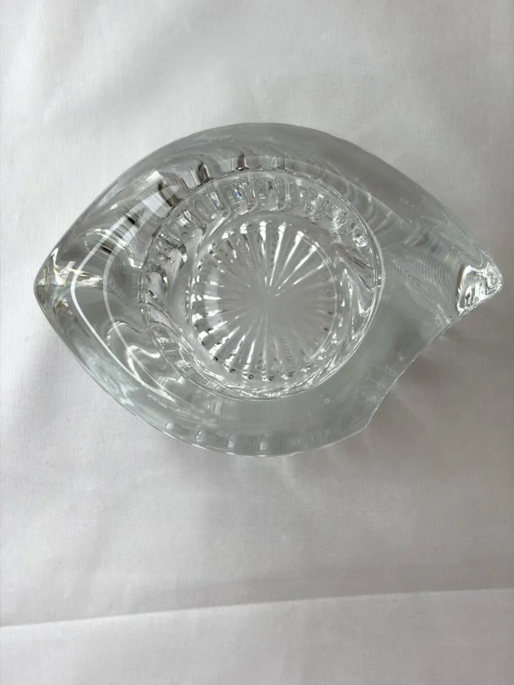 Set of 2 Clear Crystal Candle Holders Heavy Modern Sculptural Glass Decor MCM